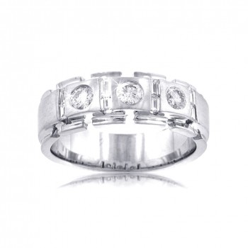 1.50 Ct. TW Men's Round and Baguette Diamond Wedding Band 